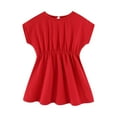 thumbnail image 1 of Robes d'Été pour Filles Décontractées Amples Robe Soleil Taille Smockée Manches à Rouler, 1 of 9