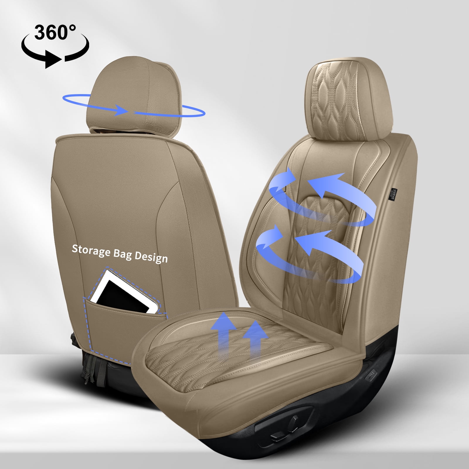 LAONNVIR Black Car Seat Covers Full Set,Premium Leather Front and Back Seat Protectors,Luxury Auto Interior Accessories,Custom Fit for Honda CRV 2007-2025,Beige