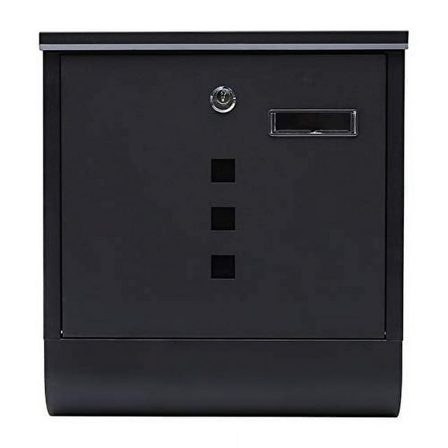 Fine Art Lighting Galvanized Steel Wall Mount Mailbox with Key Lock. Color: Black Sand Grain. Large Capacity, Vertical Residential Decorative, MD01