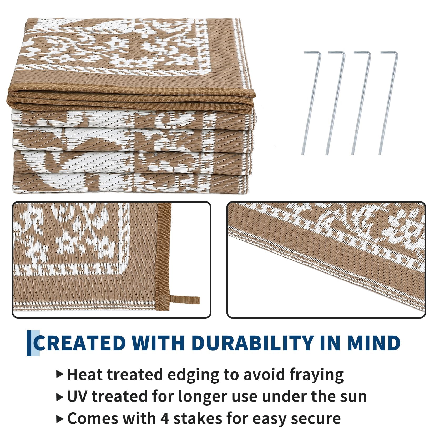 Soonbuy 9x12 FT Outdoor Rug, Waterproof Reversible Plastic Straw Outdoor Patio Rug, Botanical Grove Vintage Cottage Outdoor Area Rug Carpet for RV, Deck, Picnic, Beach, Backyard
