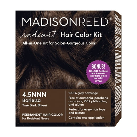 Madison Reed Radiant Permanent Hair Color Kit with Bonus Pro Boost, Barletta (4.5NNN), True Dark Brown