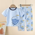 thumbnail image 3 of Pajamas for Girls Kids Boys Girls Summer Cartoon Printed Short Sleeved Tops and Shorts 2Pc Pajamas Suit Boy Pajamas Blue 6 Months-12 Months, 3 of 3