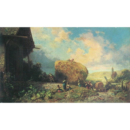 Art Import Framed Art for Your Wall Spitzweg, Carl - The harvest (import of harvest wagon in the barn) 10 x 13 Frame ()