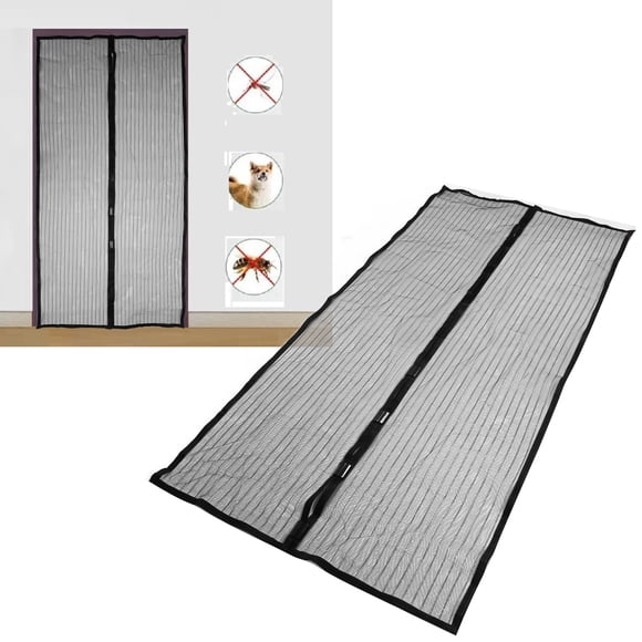 Screen Door Retractable Mesh Pet And Kid Friendly Curtain Works With Sliding Door, Front Doors 82.7x39.4in