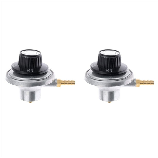 2X Regulador de Gas Ajustable de Baja Presión del Tanque de Propano de 1 Libra con Conexión de Manguera de Púas de 1/4 Pulgadas