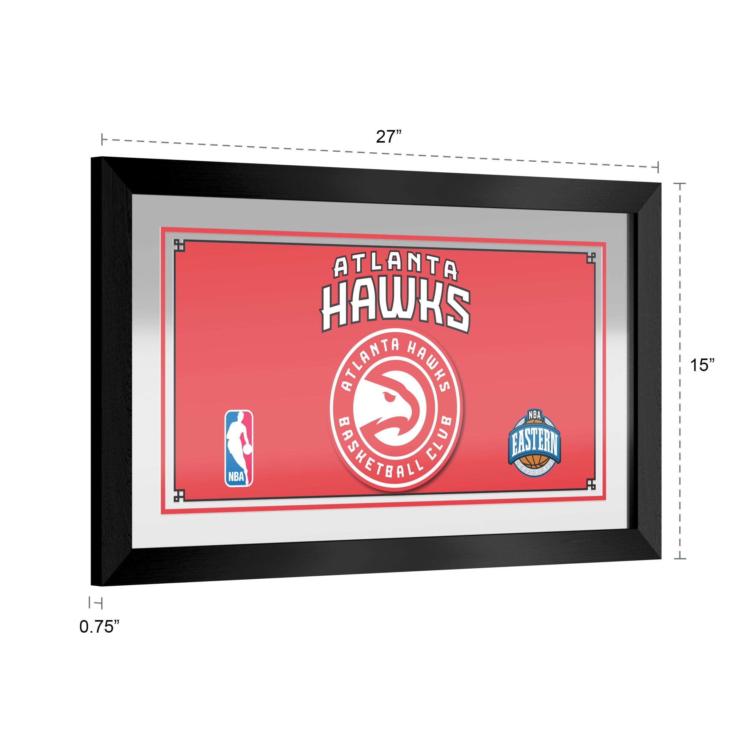 Atlanta Hawks Logo Ready-To-Hang Black Framed Wall Mirror