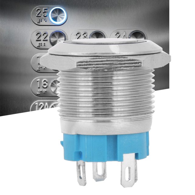 Interruptor de botón, 2 piezas, 19 mm, LED azul, botón pulsador de reinicio, interruptor pulsador, durabilidad mejorada