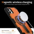 thumbnail image 2 of Allytechgroup Rugged Magnetic Case for Apple iPhone 11, Military-Grade Shockproof Phone Cover with Kickstand,Spinner Fidget Ring,Wireless Charging Support, Dual Layer PC+TPU Protection,Orange, 2 of 7