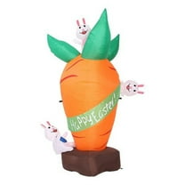 Inflatable Easter Decoration Rabbit Carrot with LED Light, Blow Up Easter Decoration for Yard Lawn, Easily Create a More Festive ambience. (US Plug)