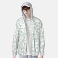 thumbnail image 2 of Daiia Leaf Print UPF 50+ Sun Protection Hoodie Jacket Lightweight Long Sleeve Sun Shirt for Women Men with Pocket Hiking Outdoor-Small, 2 of 7