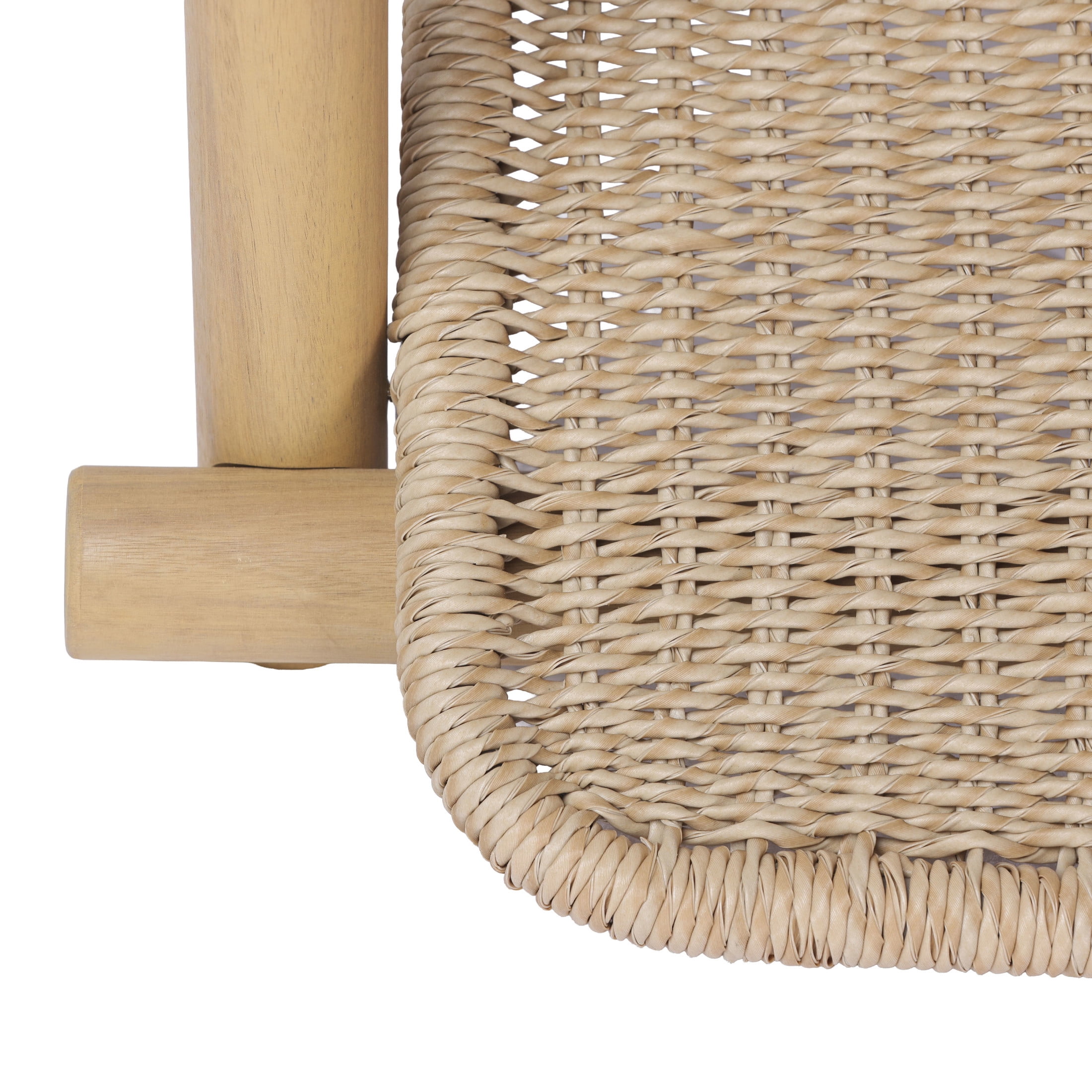 Christopher Knight Home Bohemian Patio Lounge Chair, Acacia Wood with Wicker Seat, Light Teak+Beige