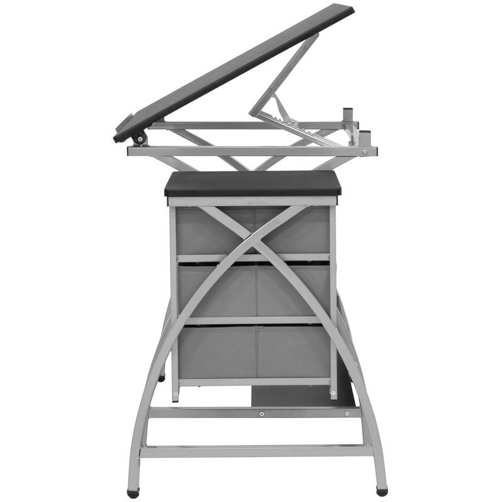 Comet Center Plus Drawing Table with Padded Stool 2 Piece Set Silver & Black