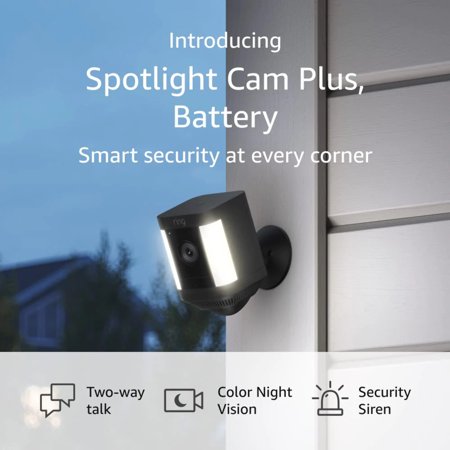 Ring - Spotlight Cam Plus Outdoor/Indoor Wireless 1080p Battery Surveillance Camera - White