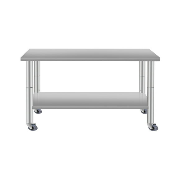 Miekor Furniture 48"*24" Commercial Work Table for Restaurant and Home Stainless Steel Kitchen Prep Table with Under Shelf with wheels 44447