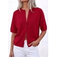thumbnail image 4 of PRETTYGARDEN Women Spring Short Sleeve Cardigan Sweaters Button Down Knit Shirt Blouse Dressy Casual Tops Summer Outfits, 4 of 8