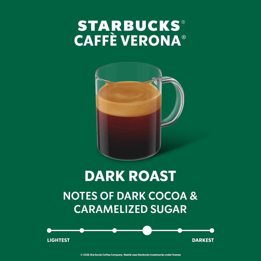 Starbucks by Nespresso Vertuo, Caffè Verona Dark Roast Coffee, 30-count Coffee Pods, Brews 7.8 oz.
