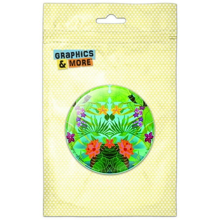 

Tropical Flowers and Leaves Green Blue Refrigerator Button Magnet