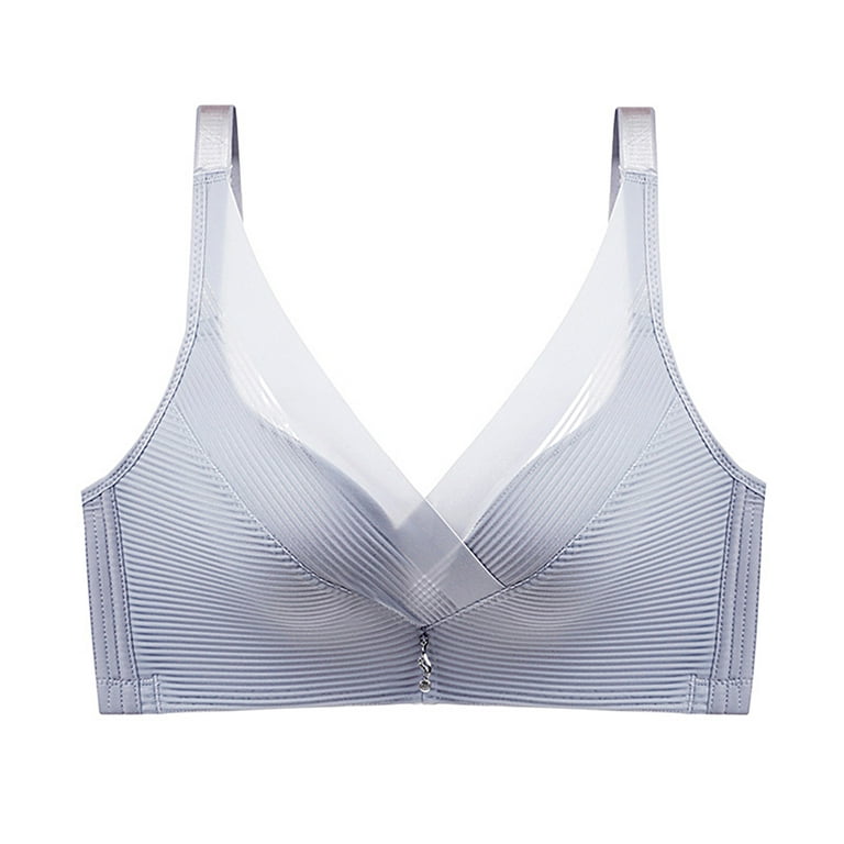 harmtty Women Solid Color Push Up Wireless Seamless Bra Mesh Cross  Brassiere Underwear,Silver Gray,36/80C 