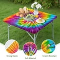 thumbnail image 4 of Colorful Tie Dye Pattern Square Fitted Tablecloth with Elastic Edge,Square Table Cover,Washable Elastic Table Cover for Home Kitchen Party Decor 34"x34", 4 of 6