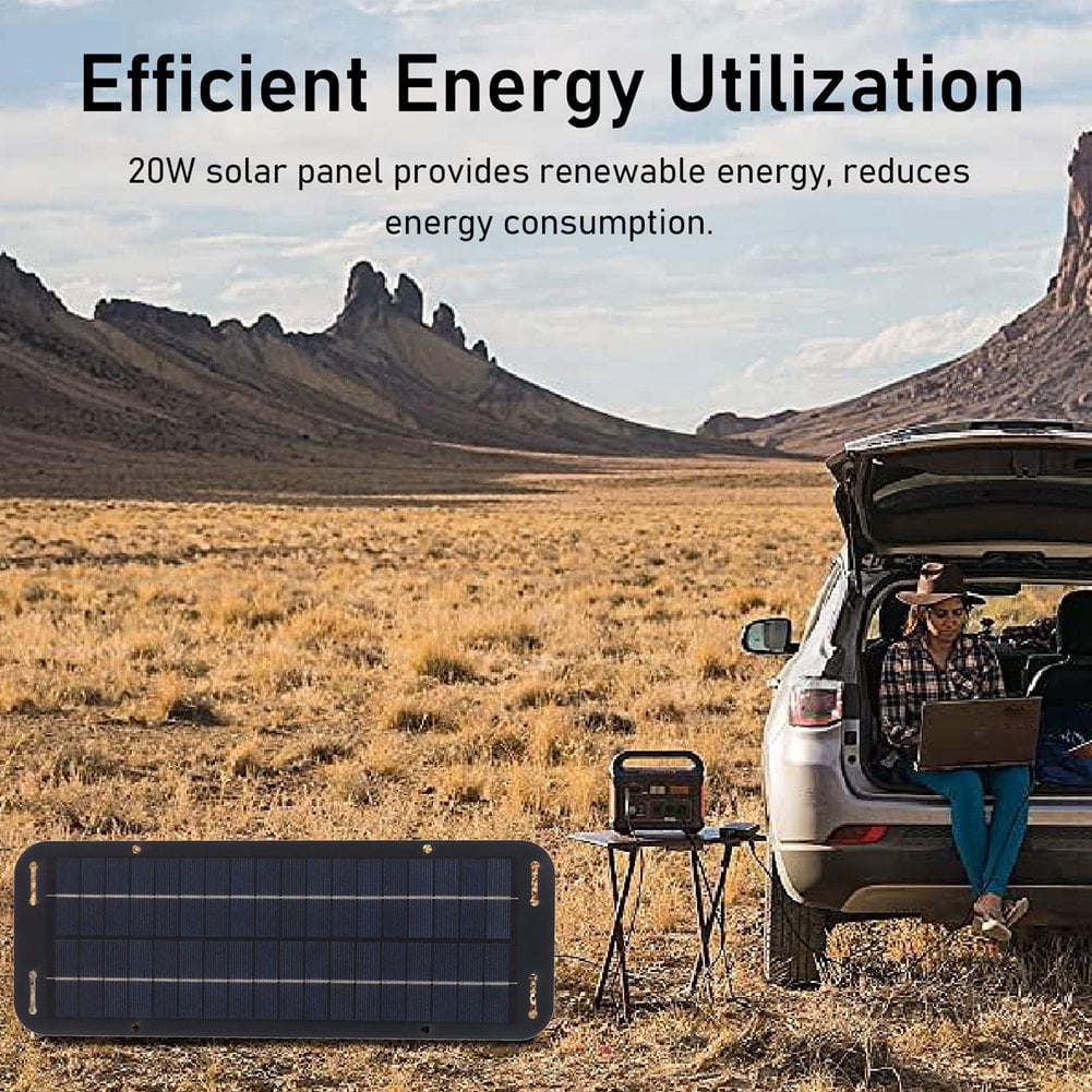 20W 12V Solar Panel Kit Solar Trickle Charger USB Power Portable Cell Phone Outdoor Waterproof Power Bank