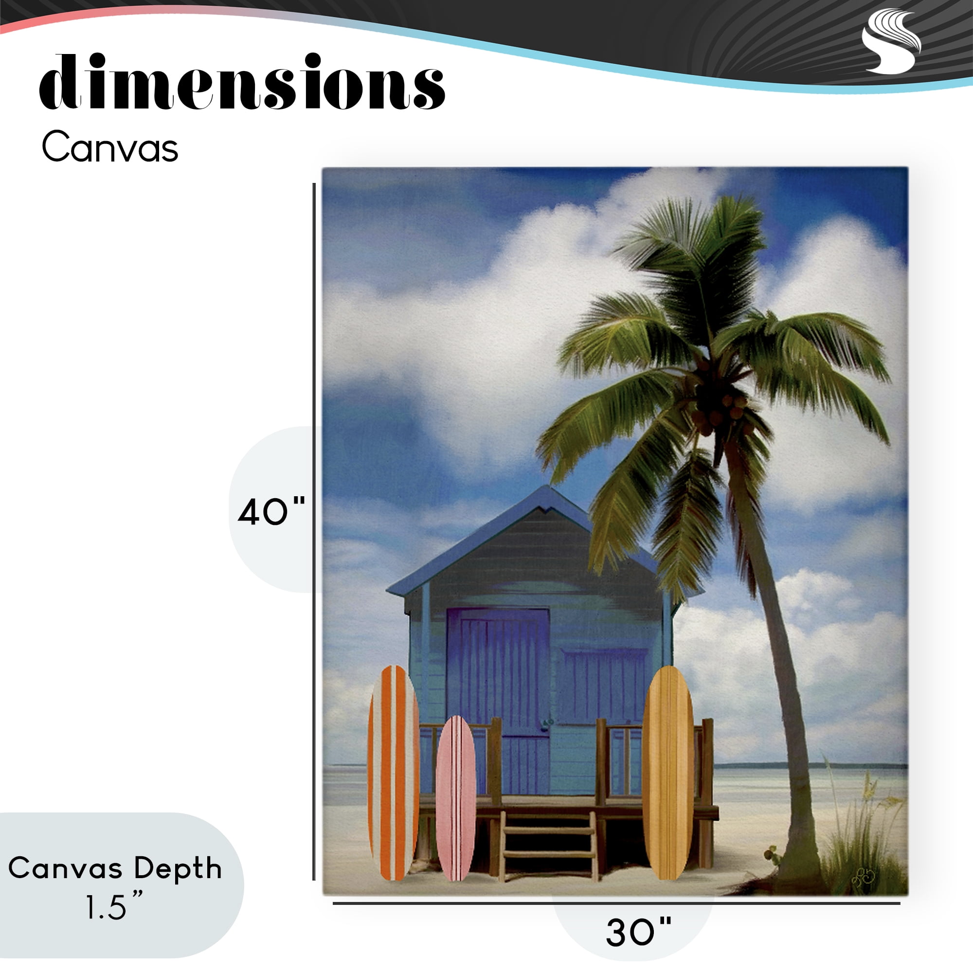 Stupell Industries Palm Overhanging Surf Shop Canvas Wall Art, design by Lisa R Dumm