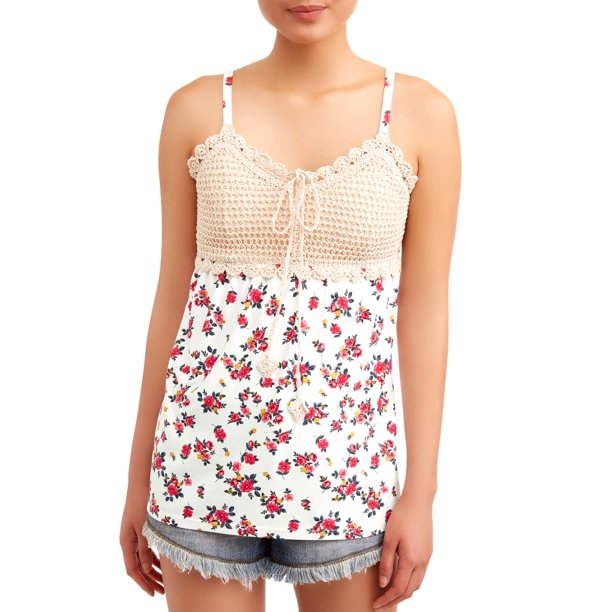 No Boundaries Juniors' Crochet Bra Cup Tank - Walmart.com