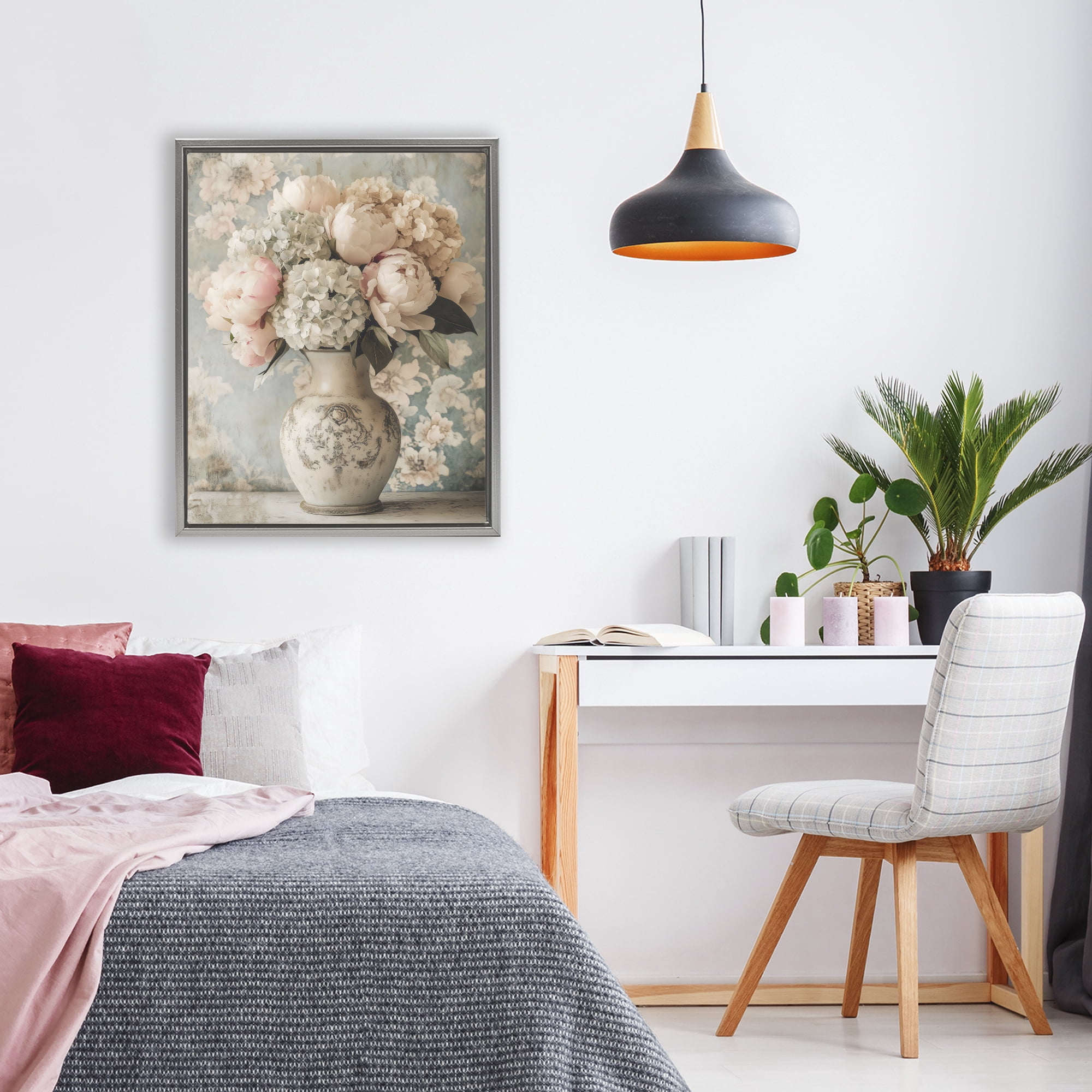 Stupell Industries Delightful Arrangement of Flowers Gray Framed Floater Canvas Wall Art, design by Creative Studio