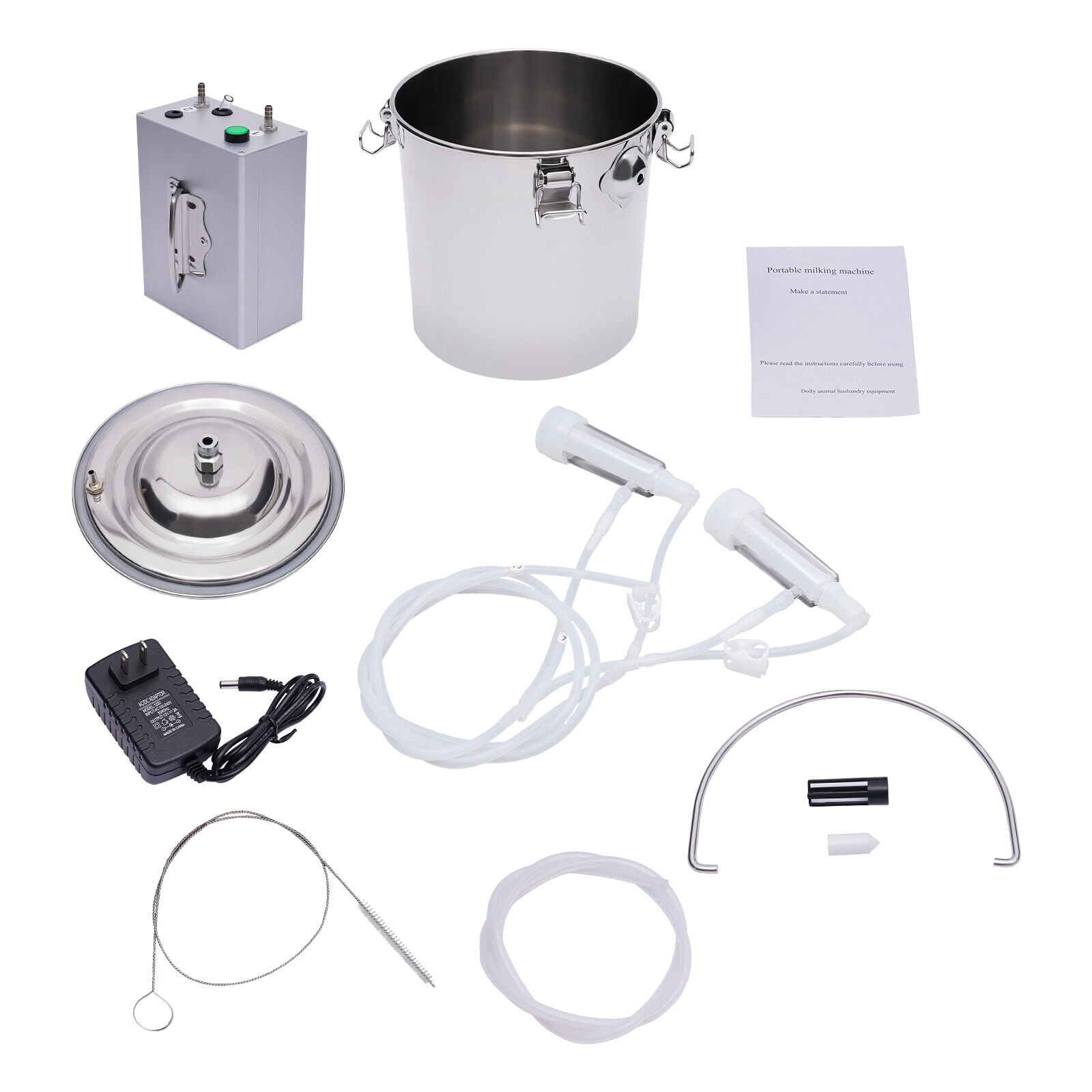 5L Silver Portable Electric Dual Head Sheep Goat Milking Machine Cow Milker Vacuum Pump for farms, homes