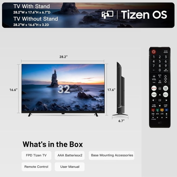 FPD 32-inch Smart TV, 720P HD, Dolby Audio, HDR10, Voice Control