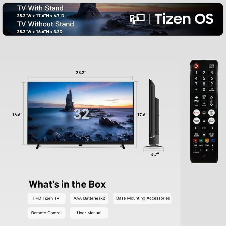 FPD 32-inch Smart TV, 720P HD, Dolby Audio, HDR10, Voice Control