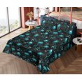 thumbnail image 4 of Ambesonne Floral Design Fitted & Flat Sheet with Shams 4 Pcs Set, Boho Bloom Silhouette, Calking, Dark Seafoam Dark Tan, 4 of 5