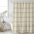 thumbnail image 6 of Beige Plaid Shower Curtain Set - 48" x 72" Washable Bathtub Curtain with 12 Hooks, Vintage Grid Stripe Minimalist Art Linen Waterproof Fabric Stall Shower Curtains for Bathroom/Bathtub Décor, 6 of 6