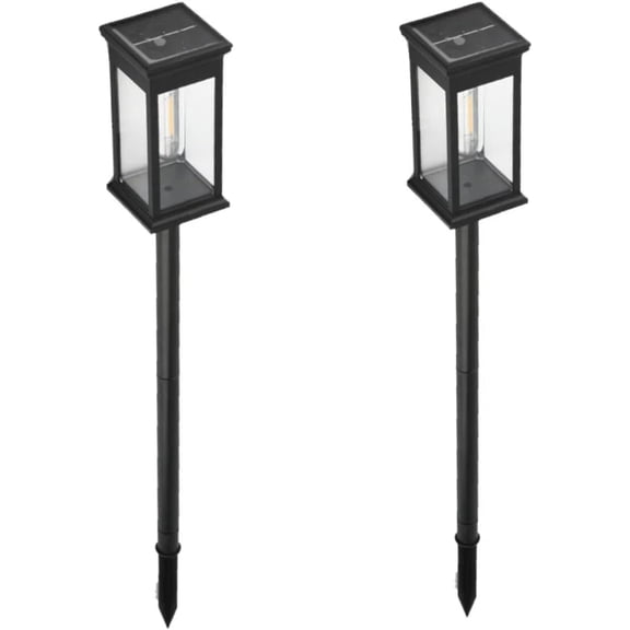 Solar Pathway Lights Outdoor Waterproof with Adjustable Height 2-Pack, Warm Tungsten Garden Stakes