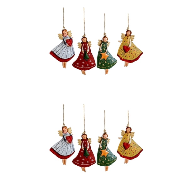 Adornos navideños de madera con forma de ángel. Adornos rústicos de estilo granja con forma de ángel. Adornos para colgar en el árbol de Navidad para decorar el hogar en Navidad.