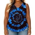 thumbnail image 4 of TEAJOPSUU Plus Size Summer Tank Tops for Women Tie Dye Printed Sleeveless V Neck Tank Tops Daily Vacation Beach Wear C-Navy, 4 of 8