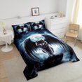 thumbnail image 4 of 3D Wolf Comforter Set Twin Size,Trippy Animals Bedding Set 2Pcs,Black Wings Wolf Quilt Set Men Adult Room Decor,Horror Moonlit Night Dark Duvet Insert,1 Pillowcase, 4 of 7