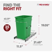 Rev-A-Shelf Single 35 Quart Sliding Pullout Waste Bin Container, Green