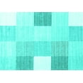 thumbnail image 1 of Ahgly Company Indoor Rectangle Checkered Turquoise Blue Modern Area Rugs, 7' x 10', 1 of 4