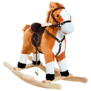 Kids Plush Rocking Horse Toy Moving Mouth & Tail with Realistic Sound Brown