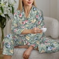 thumbnail image 6 of Fotbe Rose Flowers Pattern Long Sleeve Pajama Set for Women,Sleepwear Set,2-piece Loungewear Set,Soft PJs Comfy Nightwear with Pockets -Medium, 6 of 7
