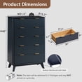 thumbnail image 3 of KeyWhat Fluted 5 Drawer Tall Dresser, Modern Engineered Wood Chest of Drawers, Freestanding Storage Cabinet for Bedroom Living Room Hallway, Dark Grey, 3 of 7