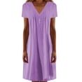 thumbnail image 1 of WILLBEST Robe Courte Femme Col en V Décontractée Plissée Boutonnée Couleur Unie Manches Courtes, 1 of 4