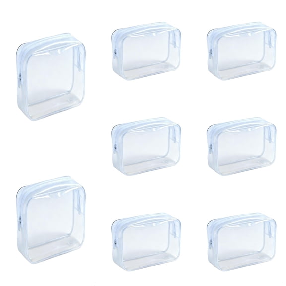 1-10PC Clear Toiletry Bag Quart Size Travel Makeup Cosmetic Pouch Waterproof Transparent Organizer with Zipper Carry-On Airport Compliant for Women Men Travel Essential 6.7x2x4.5 Inch