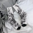 thumbnail image 5 of Fotbe Monochrome Deer Floral Pattern Long Socks for Men & Women – Breathable & Stretchy Compression Socks, Ideal for Running, Travel, and Everyday Wear Size 5-11, 5 of 6
