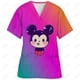 thumbnail image 3 of Ropa de enfermería para mujer, camiseta de enfermería con estampado de Disney Minnie y Mickey, tops informales de manga corta con cuello en V y bolsillo, uniforme para mujer, 3 of 5