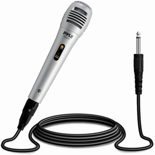 Micrófono Manual Dinámico con Cable Pyle, Unidireccional, Bobina Móvil Profesional con Filtro Acústico Antipop Integrado, Construcción Resistente, Parrilla de Acero, Cable de Audio XLR de 2 Metros