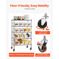 thumbnail image 5 of Rolling Bin Storage Rack, 5 Tier 16 Bin Organizer, Mobile Steel Wire Shelving System with Wheels - Garage, Warehouse, Office Storage, 5 of 9