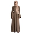thumbnail image 2 of Women's Elegant Dress Long Sleeve Abaya Kaftan Flare Sleeve Casual Solid Dress Arab Style Fashion, 2 of 2