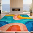thumbnail image 2 of Design&I 8'x10' Washable Area Rug Shaped Funky Wavy Stripe Graphic Designer Contemporary Bathroom for King Size Bedroom, Under Bed, Sleek Flatweave Pet Friendly, 2 of 7