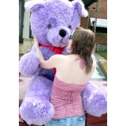 Angle View: American Made Giant 6 Foot Purple Teddy Bear Big Plush Bear Made in USA